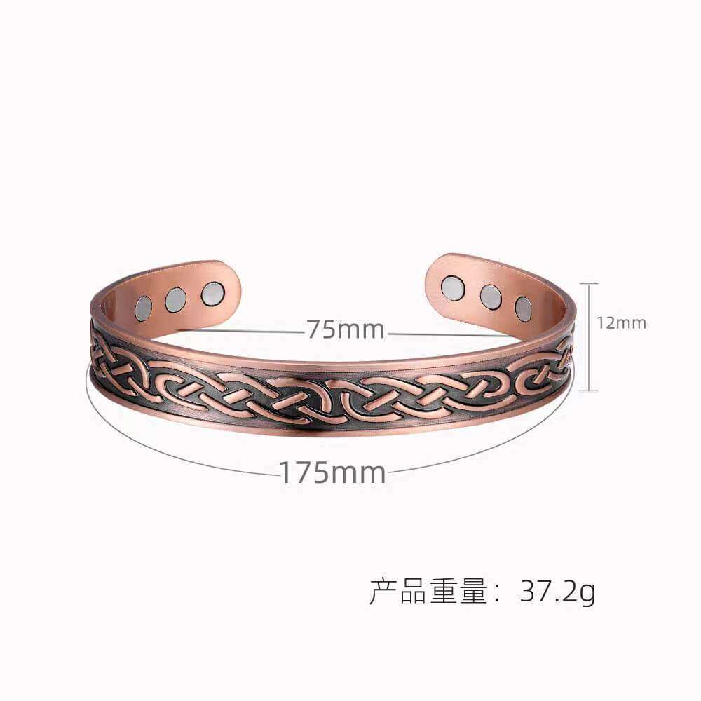 Men's Red Copper TEMU Fashion Personalized Stripe Magnet Water Wave Bracelet