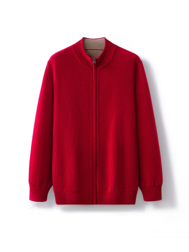 Cashmere Cardigan Sweater For Men - 2024 Autumn Winter Thick Knitwear, Reversible, Long Sleeve, Casual Basic Coat