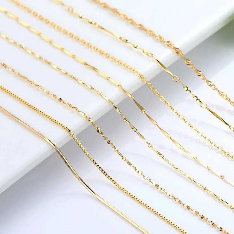14k pure gold necklace womens box chain snake bone/star/cross chain 18 inch necklace exquisite jewelry gift X241123 - view 3