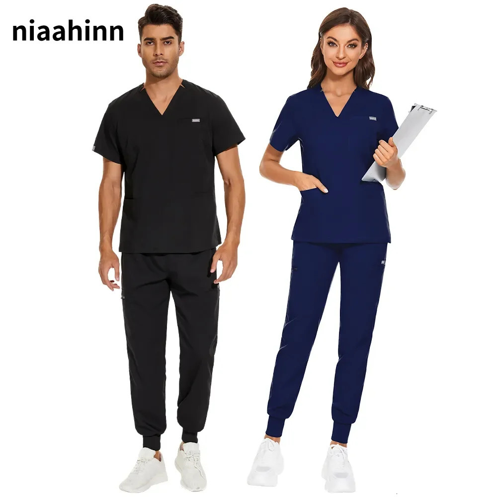 Unisex Uniforms Clinical Uniform Men Nursing Clothes Doctor Costume Nurse Scrub Sets Dentist Workwear Include Tops pants 240420
