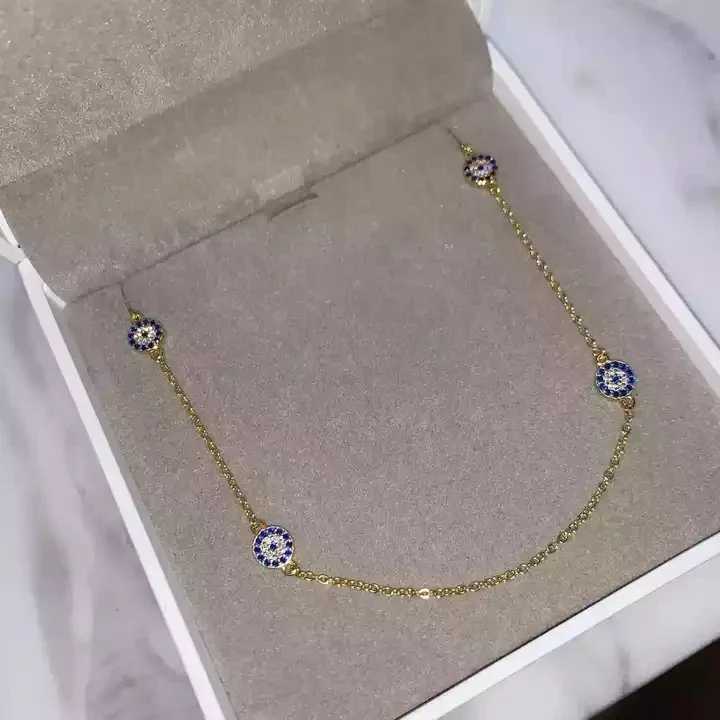 New Fashion% 925 Sterling Silver Color Tiny Round Evil Eye Trkiye Lucky Necklace Womens Jewelry X241123