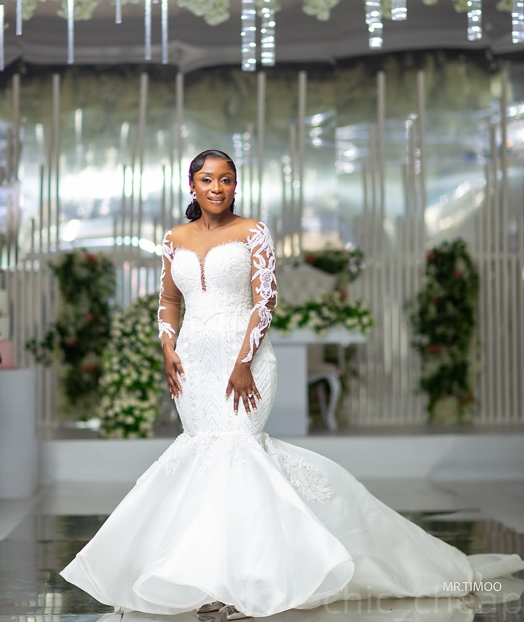 2024 White Lace Mermaid Wedding Dresses Beaded Sheer Neck Full Sleeves Organza Elegant Vintage Bridal Gowns Plus Size Dress For Brides