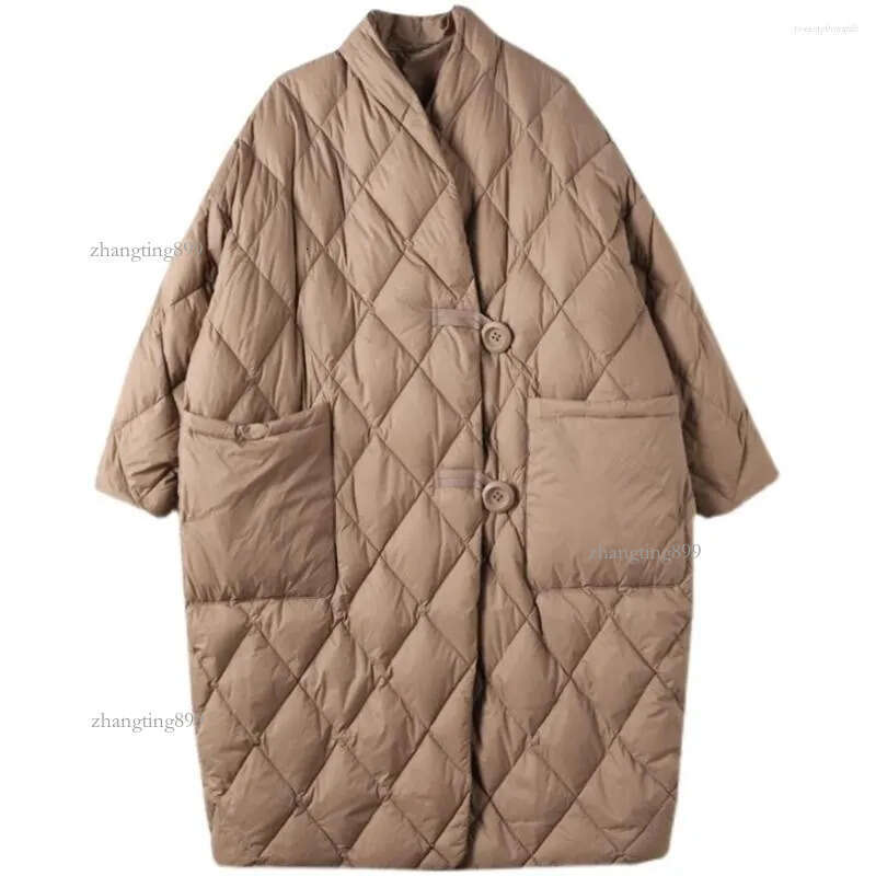 Women's Down Winter Cotton Coats Women Warm Long Parkas Loose Ladies Jacket Quilted Pockets Button Solid Overcoat For Female 2022