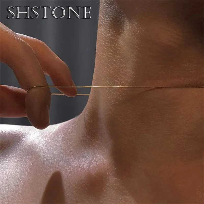 SHSTONE Womens 18K Gold 1mm/2mm/3mm Snake Chain Necklace Fashion 925 Pure Silver 40-75cm Chain Necklace Party Jewelry X241123