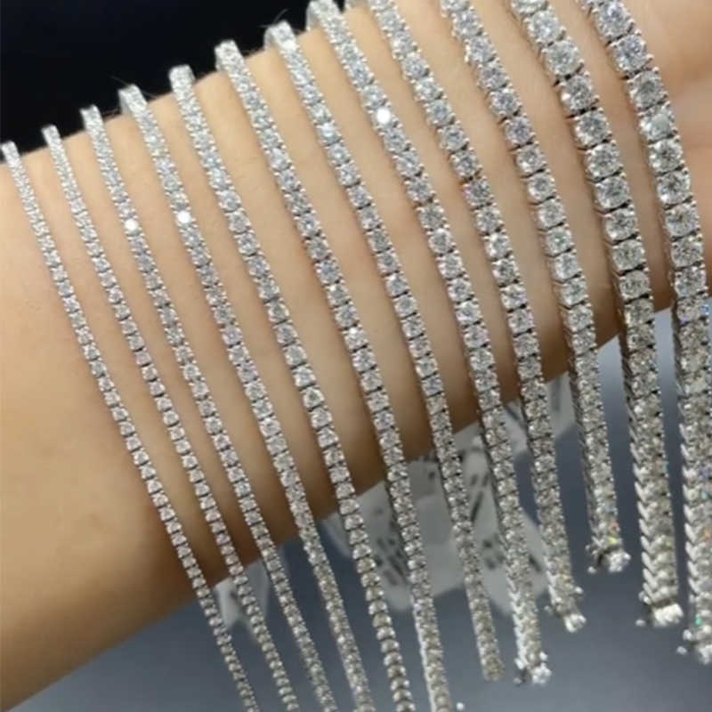 18K Gold Plated 2.5mm D-color VVS Moissanite Tennis Chain Bracelet 925 Sterling Silver Hip Hop Women Mens Jewelry