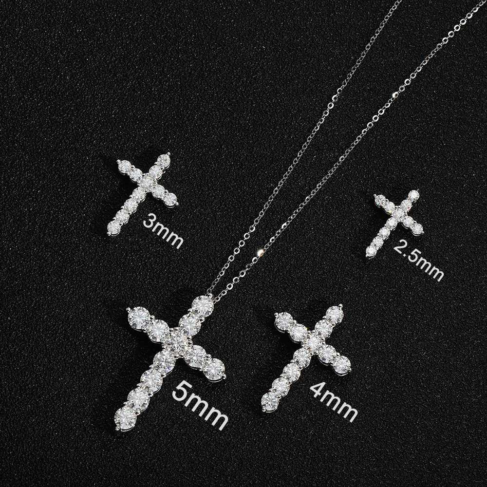 KNOBSPIN D VVS1 Moissanite Cross Pendant Necklace Original s925 Silver Box Chain Plated 18k White Gold Fine Necklace X241123