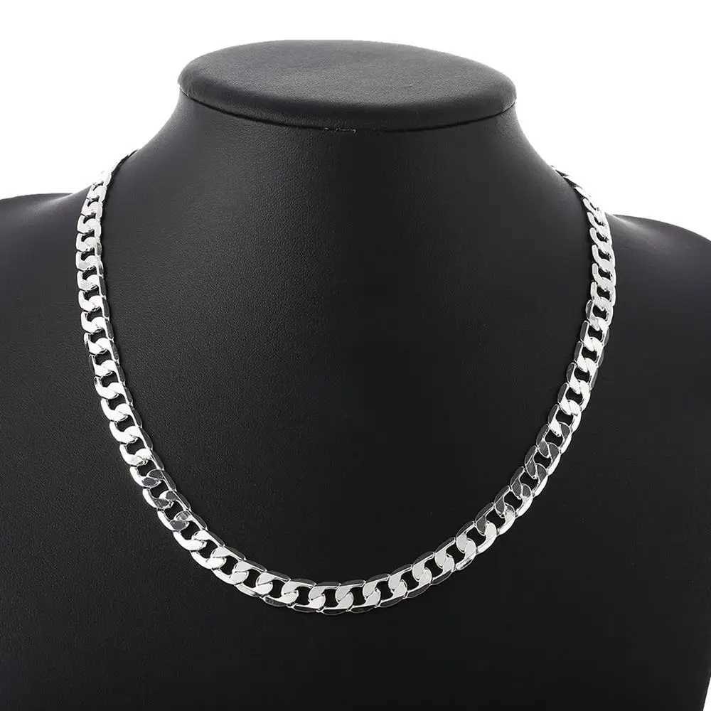 Special Offer 18k Gold Necklace 925 Stamp Solid Color Classic 8mm Side Chain Mens Exquisite Jewelry Wedding Party X241123