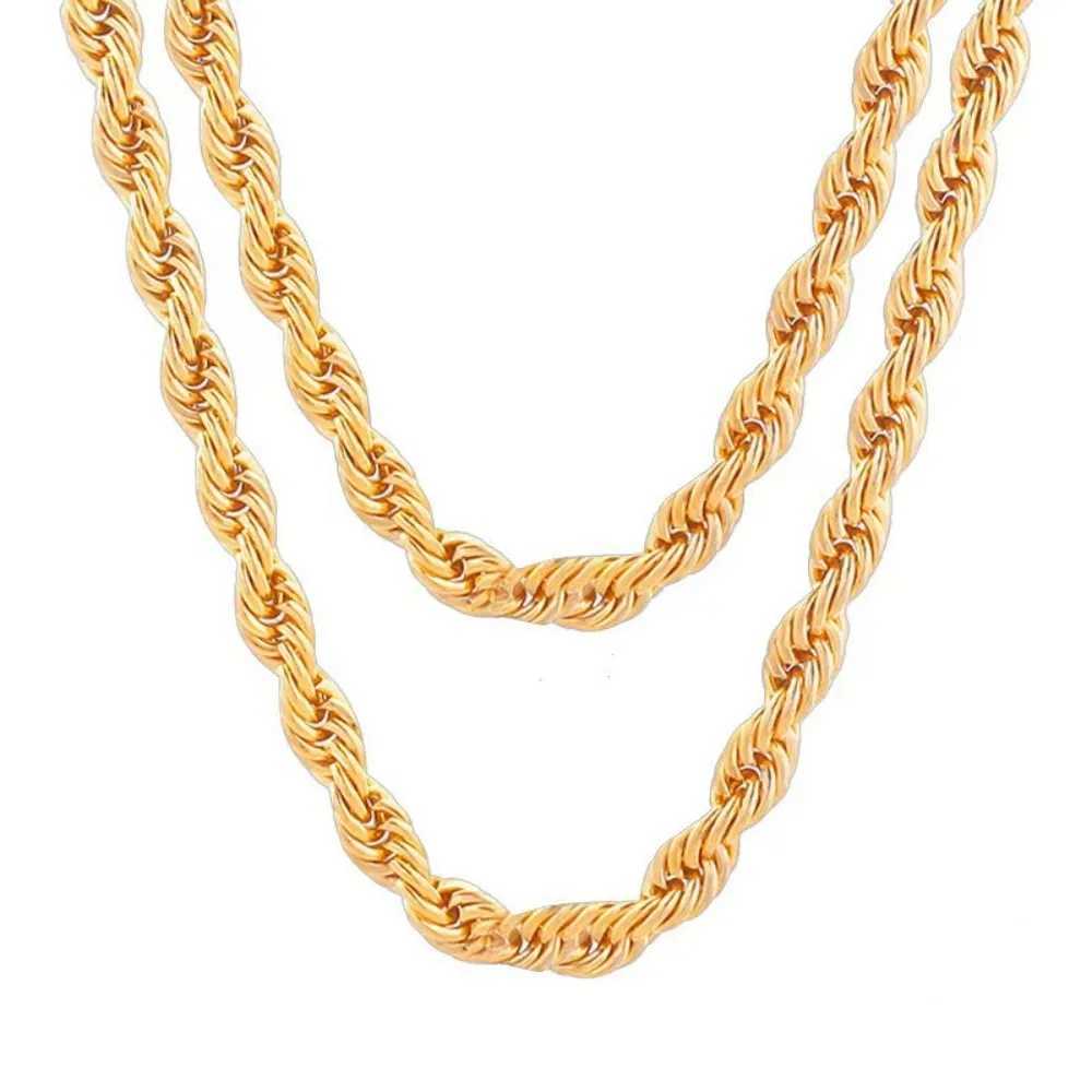 Noble 18-24Inch 45-60cm 18K Gold 4mm Round Rope Chain Necklace for Women Man Boy Wedding Party Charm JewelryX241123