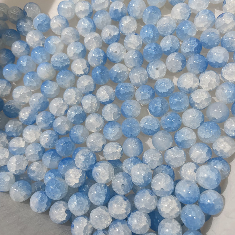 10mm Crackle Lampwork Beads Handcrafted Glass Round Beads Crystal Beads Beading Bracelet Jewelry Making