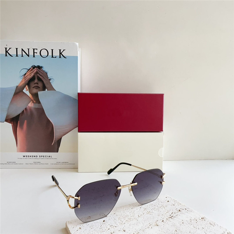 New fashion design pilot sunglasses 0386 metal frame rimless lens simple and popular style versatile outdoor UV400 protection eyewear