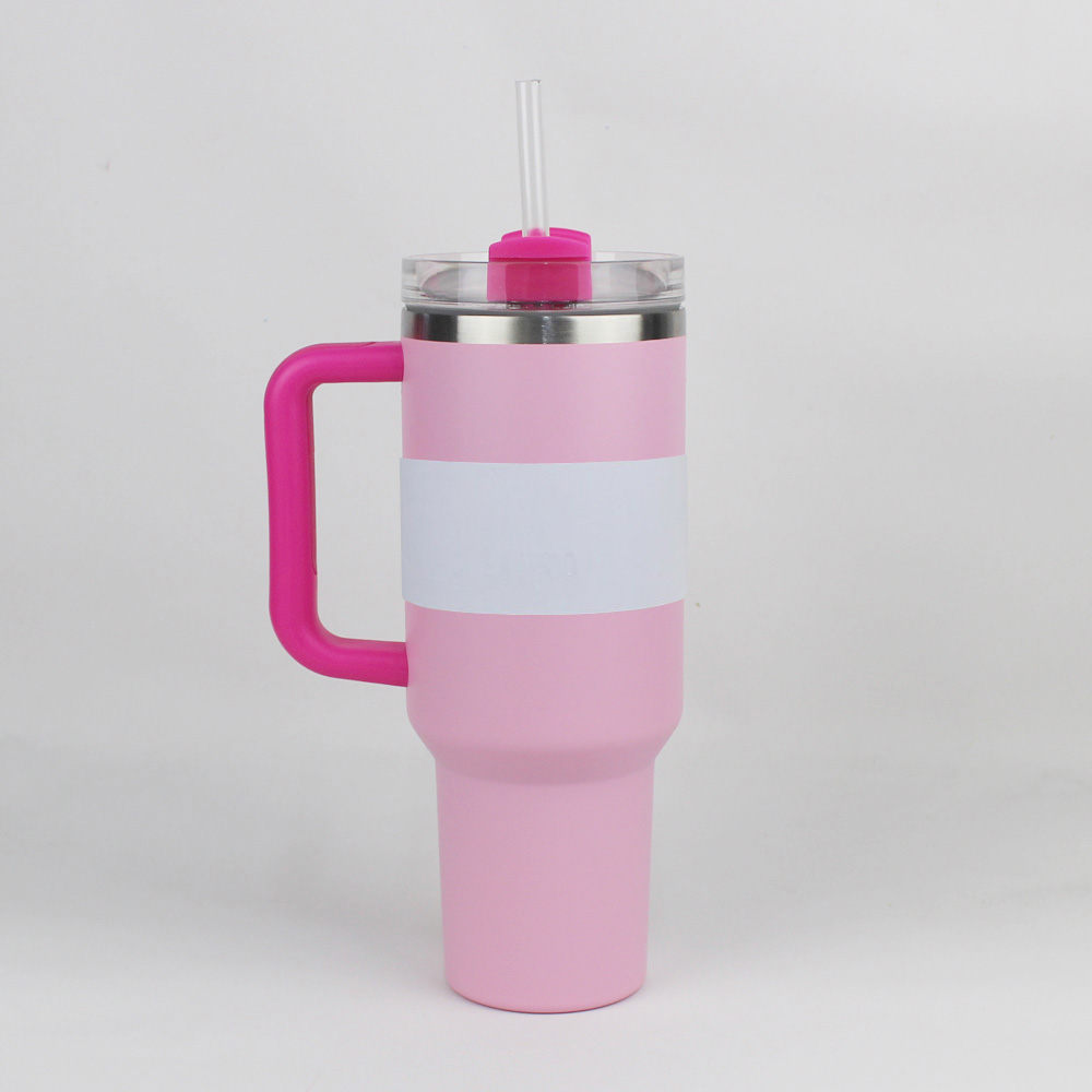 Ready To Ship 40oz Tumblers H2.0 Stainless Steel Cups Silicone handle Lid Straw 2nd Generation Car 40 oz mugs Water Bottles 20 color