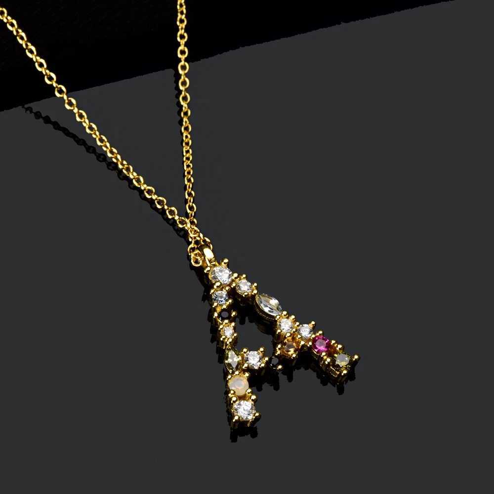 Kikic 925 sterling silver gold M letter initial pendant necklace letter name special color CZ zircon womens jewelry X241123