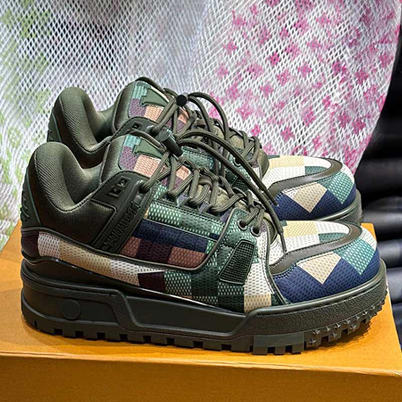 Mens Designer Trainer Sneaker Breathable Camouflage Cowhide Upper Rubber Sole Oversized Women Sports Shoes Luxury Brand Men Casual Shoes