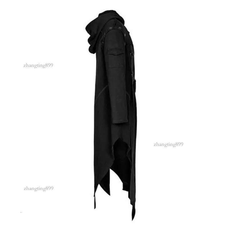 Men's Trench Coats SHUJIN Men Gothic Style Hip Hop Coat Hooded Cloak Irregular Design Long Cardigan Street Punk Vintage Jackets