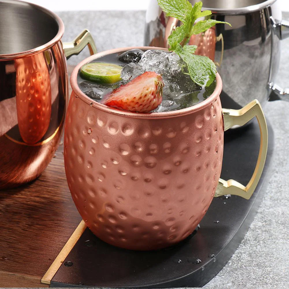 1PCS 530ML Moscow Mule Mug Stainless Steel Copper Goblet Anti-fall Wine Cup Champagne Party Bar Beer Tool 0424