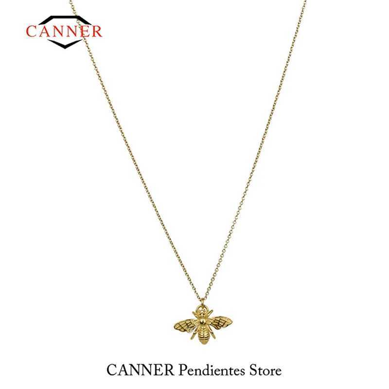 Canner Real 925 sterling silver gold-plated simple bee pendant necklace suitable for womens clavick chain temperature necklace jewelry X241123