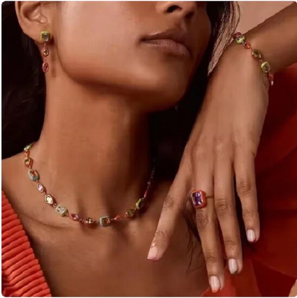 New Fashion Women Girl Jewelry Neon Colorful Enamel Geometric CZ Beaded Shaped Choker Necklace