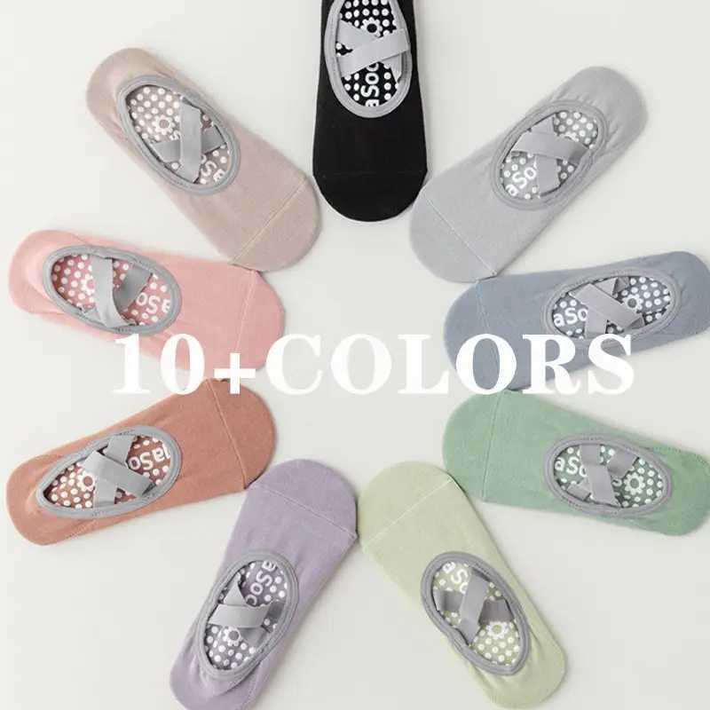 Women Yoga Socks Non Slip Grip Cotton Pilates Socks Ladies Balt Dance Sports Socks Anti Slip Cam Fitn Ank Gym SocksXJ241125
