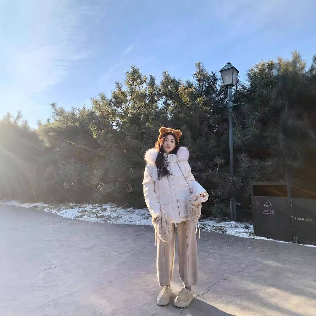 Designer's new Denmark Winter Extreme Cold Series Parker workwear jacket with three proof real raccoon fur 90 standard white duck down