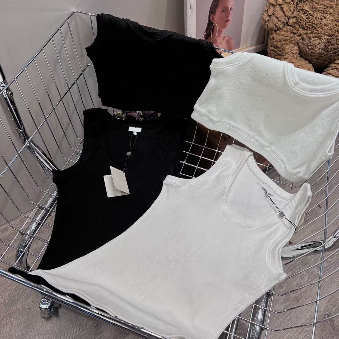 Womes Designer tank top woman crop top designer top Camis Anagram-embroidered cotton-blend tank top Shorts T Shirts Yoga Suit Knitted Fitness Sports Ladies Tees Tops