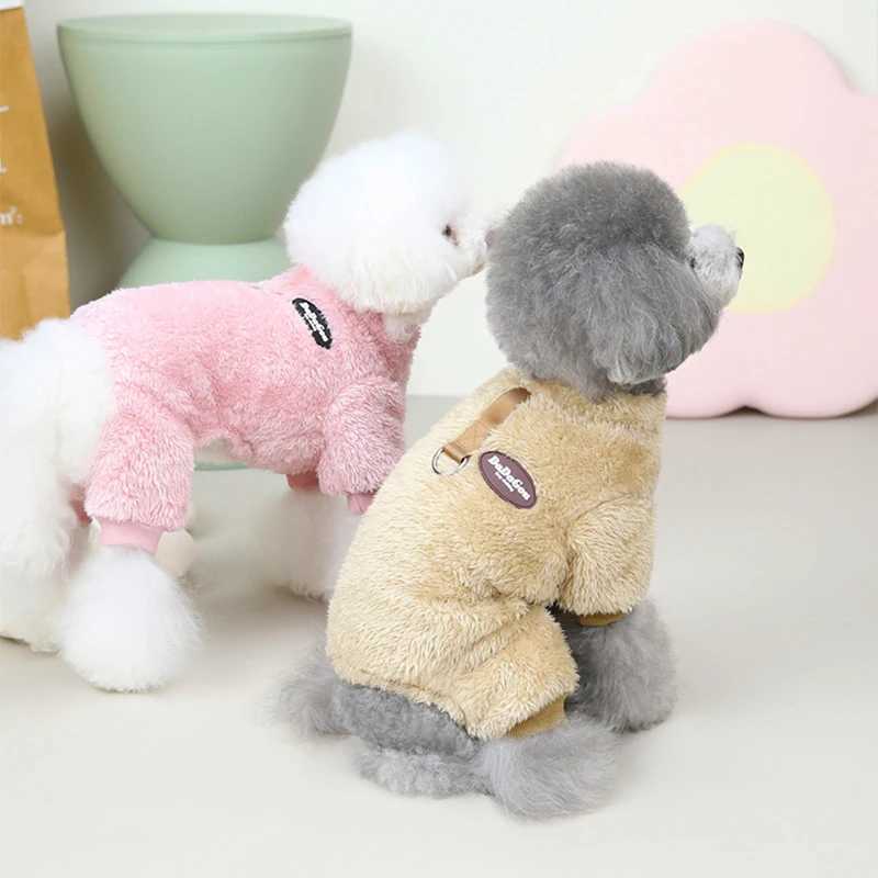 Soft Fleece Dog Clothes with Pull Ring Pet Jumpsuits Clothing For Small Dogs Coat Autumn Winter Puppy Sweater Pet ApparelXJ241125