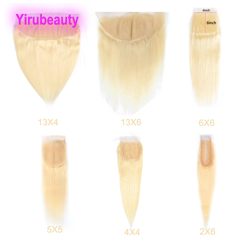 Top Closures Blonde Color 613# Brazilian 100% Human Hair 13X4 Lace Frontal Straight 5*5 6X6 Lace Closure 12-26inch Free Part