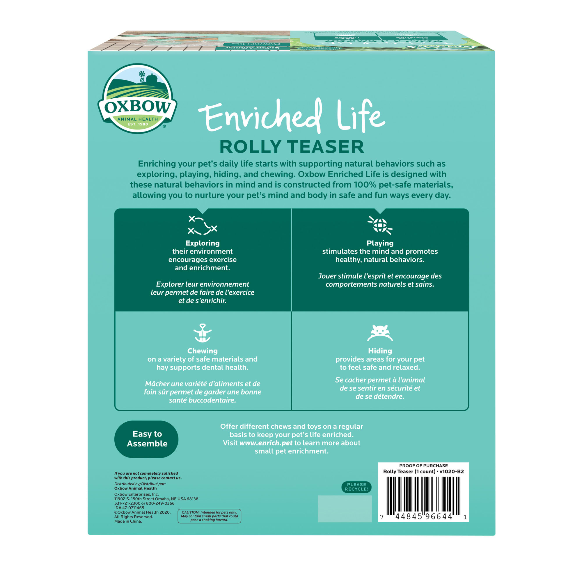 Oxbow Enriched Life Rolly Teaser Food & Treat Dispenser for Guinea Pig, Medium