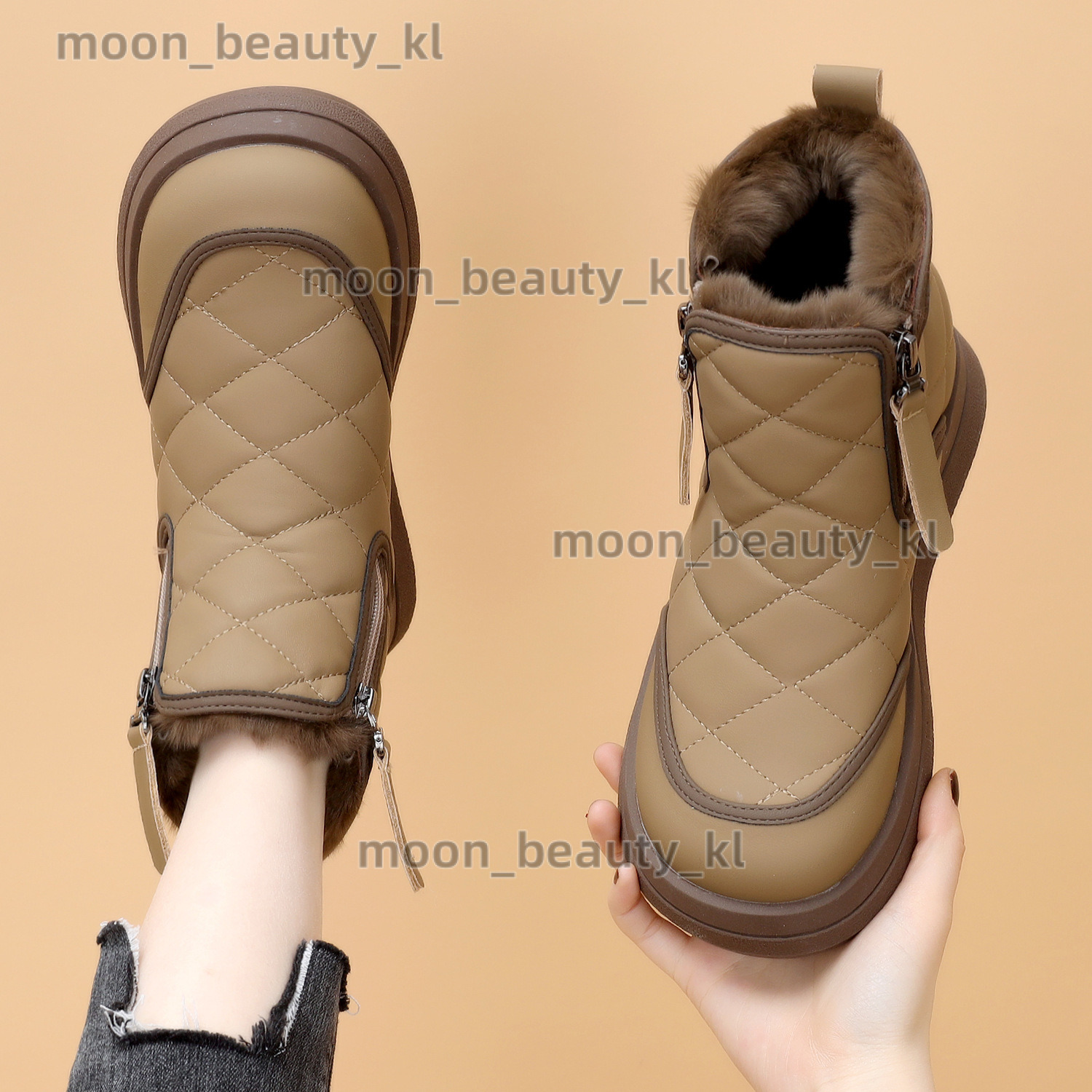 designer boot Soft soled thick fashion snow boots for women 2024 new winter season with plush and thick warm leather cotton shoes, Northeast anti slip