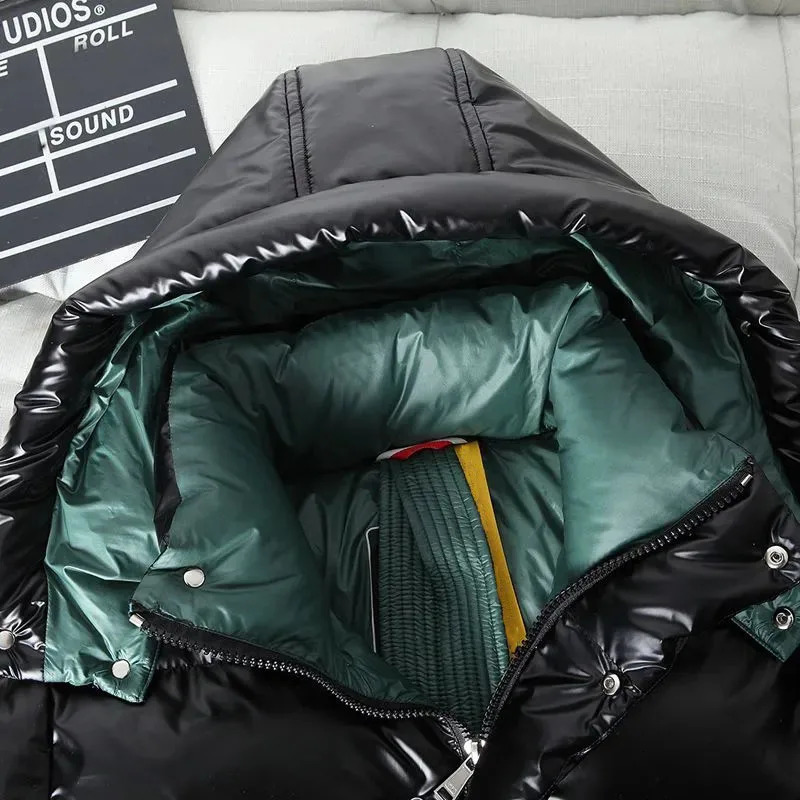 Mens hooded smooth inflatable jacket winter duck style down jacket outdoor warm womens down jacket 241125