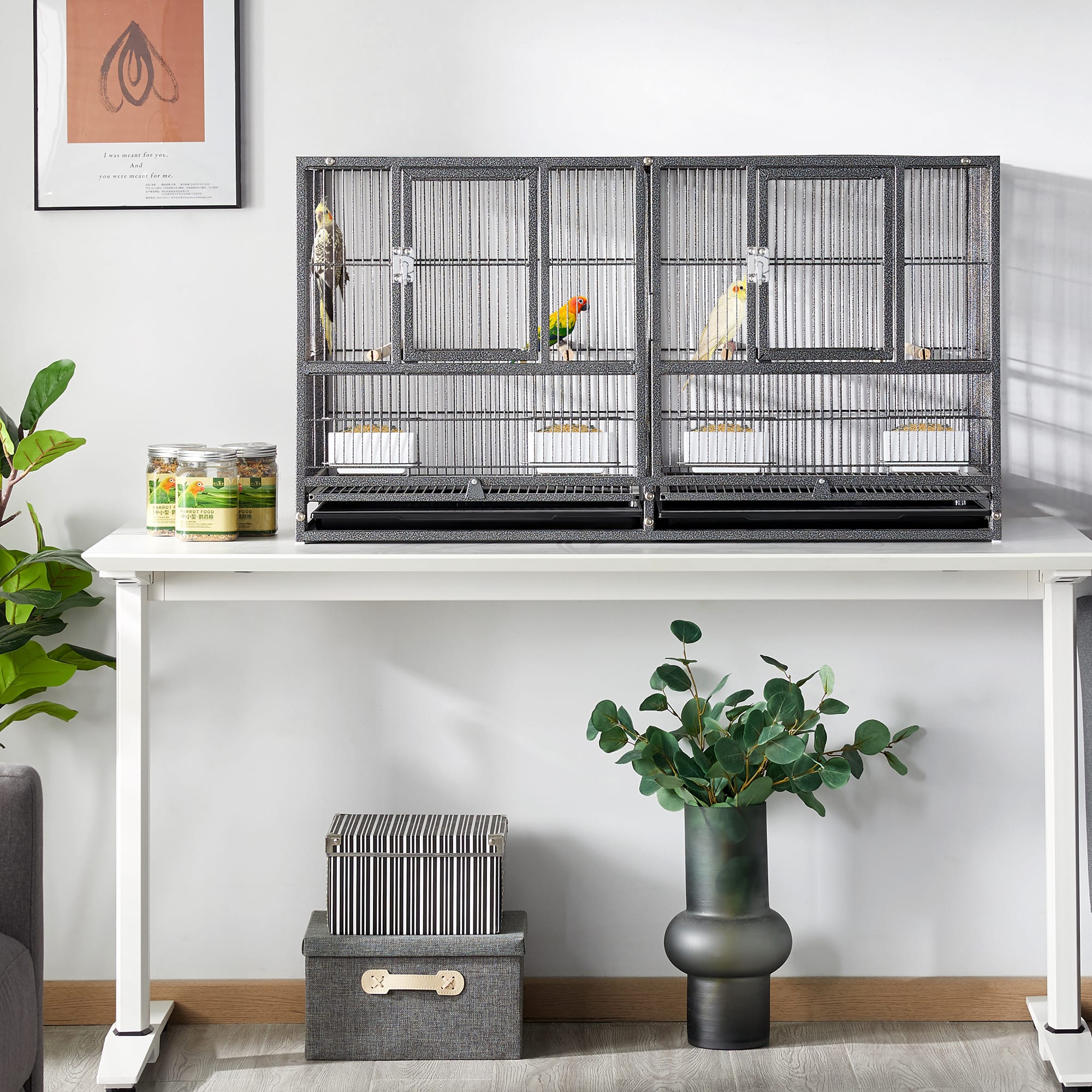 Topeakmart Black 21" Divided Bird Cage for Small Birds