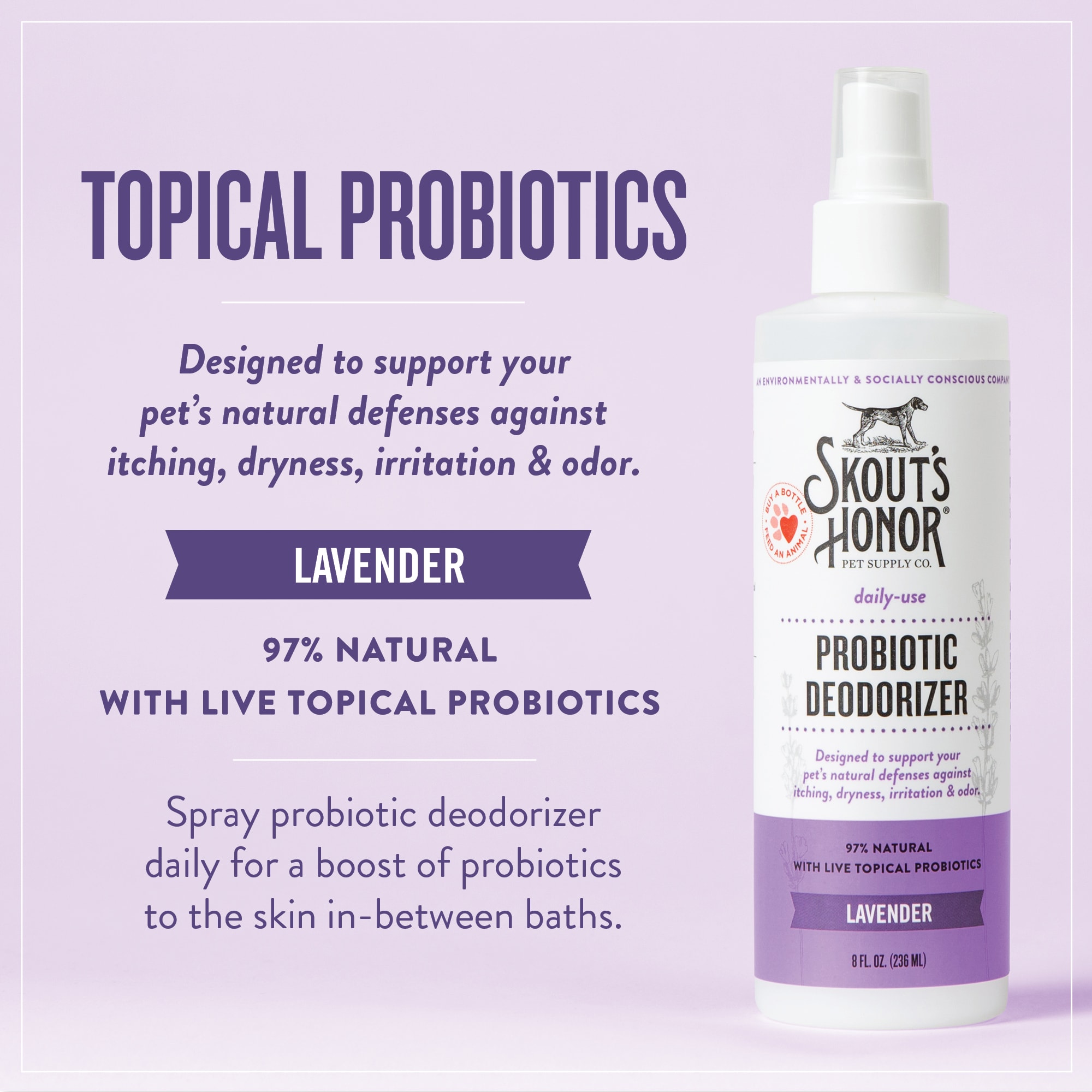 Skout's Honor Probiotic Daily Use Deodorizer Lavender for Dogs, 8 fl. oz.