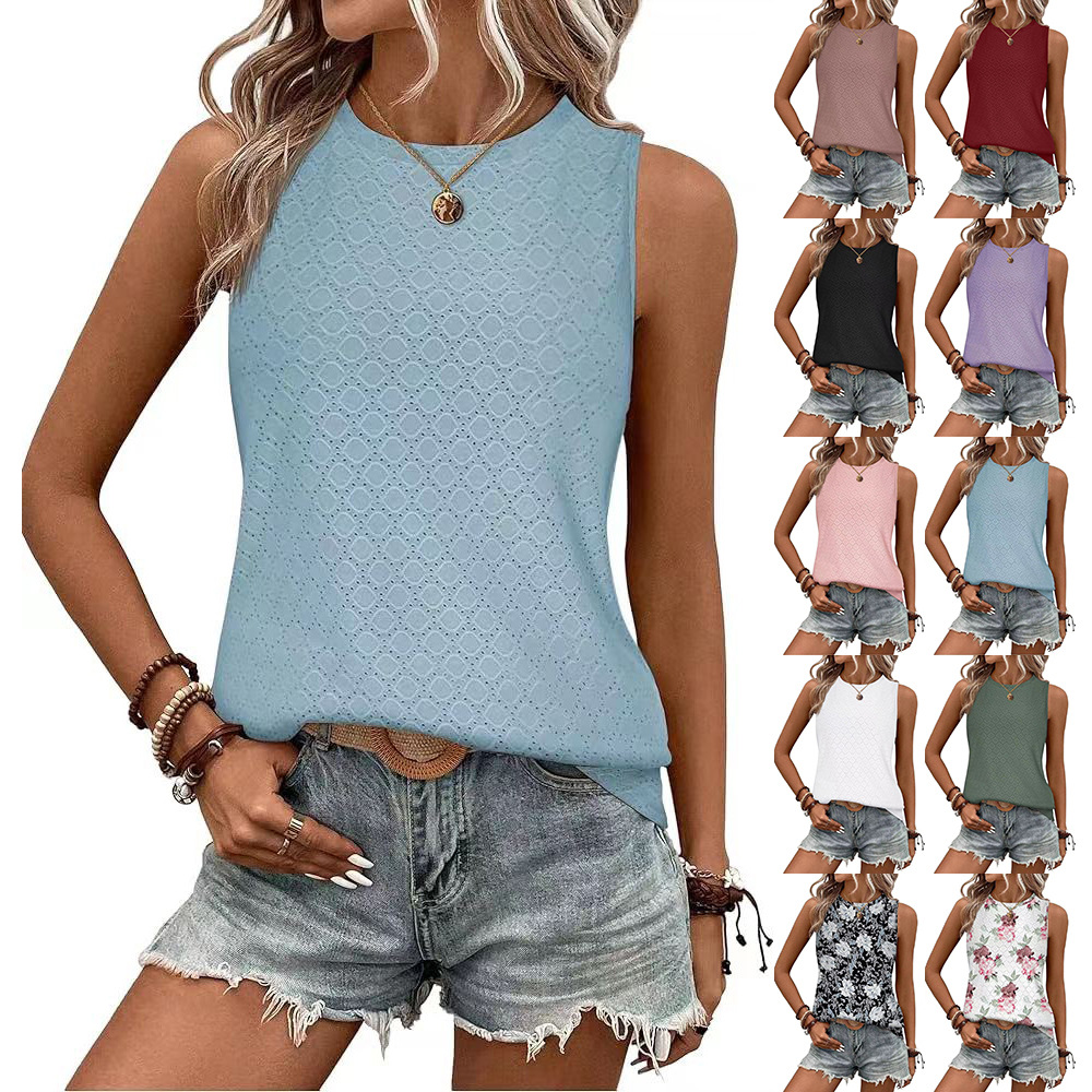Designer Summer Womens T-shirt sleeveless crew neck printed vest T shirts tops Quick drying clothes Solid color breathable tees 3c1 0e0