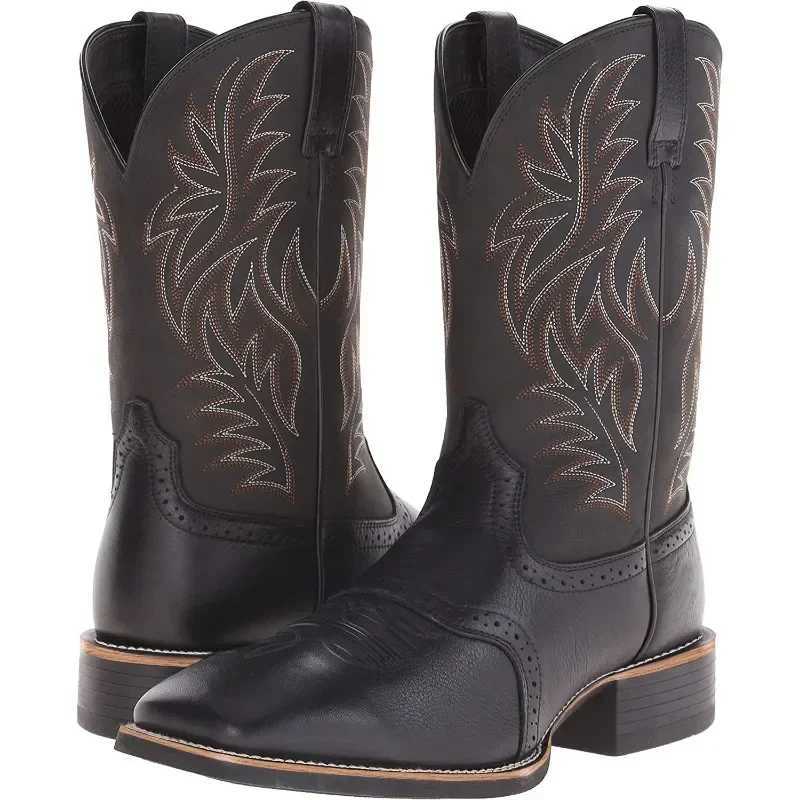 Men High Embroidery Retro Handmade Western Cowboy Boot Pointed Toe Boots Hand ing Outdoor Mens Shoes 38-48