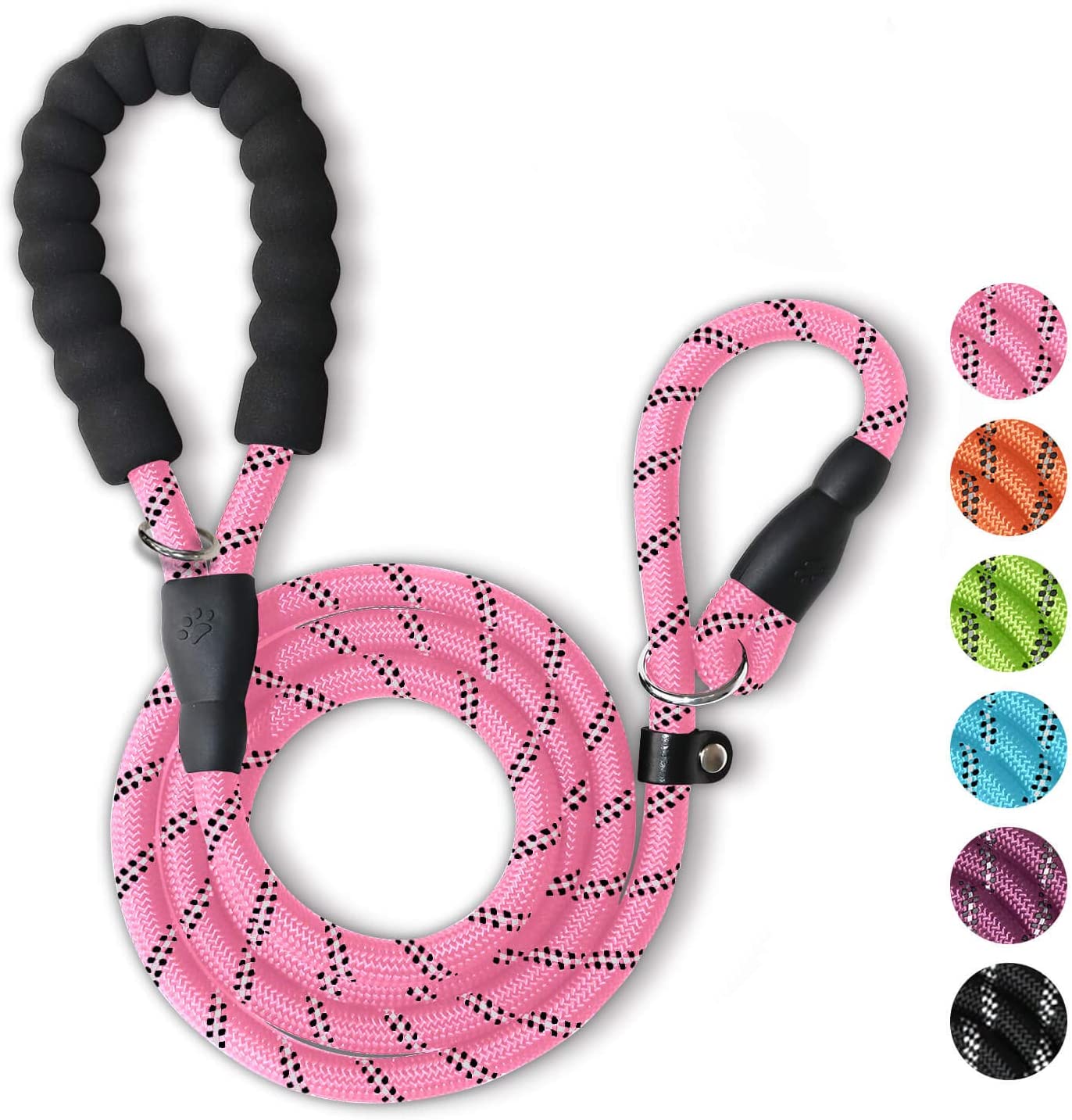 Wholesale OEM Pet Leashes Clasp Climb Variety Color handsfree Reflective Nylon Braided Rope Dog Leash with Soft Padded Handle