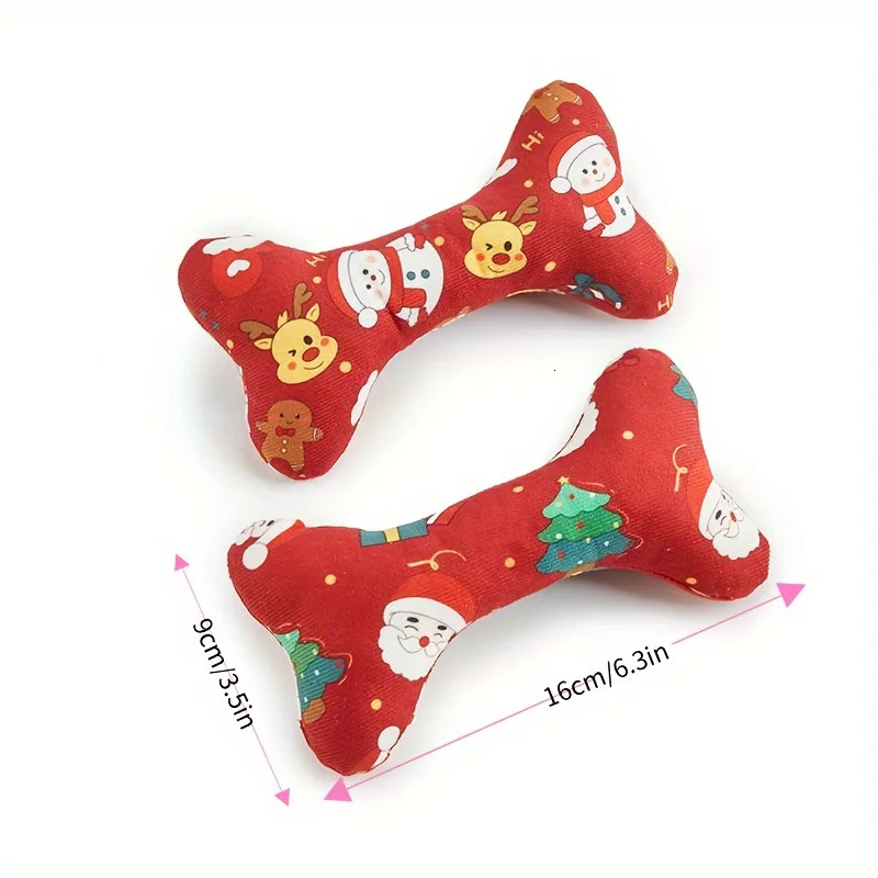 Durable Plush Bone-Shaped Dog Toy - Squeaky Chew-Resistant for All Breeds - Perfect for Christmas Birthday Parties 241125