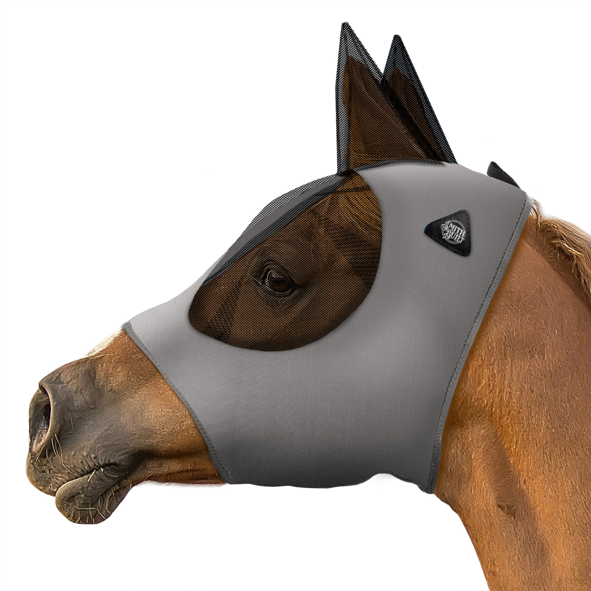 SmithBuilt Gray Mesh Fly Mask for Horses, Horse