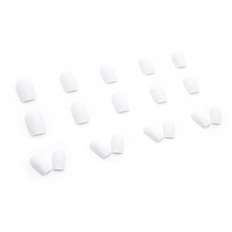 Cream white solid color wearable pink pressed fake nail tip with adhesive fake nail design butterfly cute girl fake nailW241125