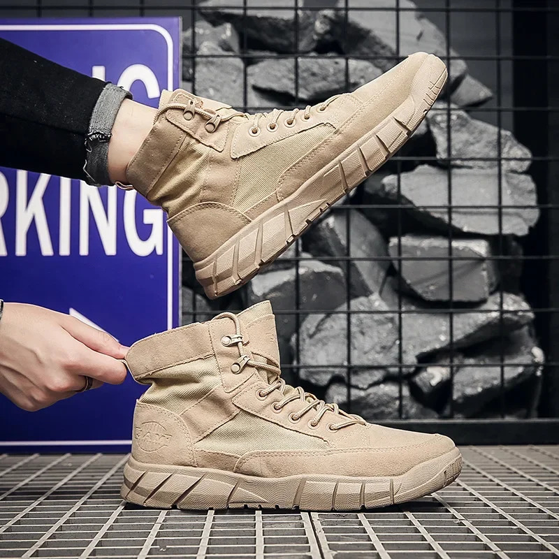 Men Combat Boots Summer Breathable Comfortable Canvas Men Ankle Boots Casual Lightweight Outdoor Jogging Platform Mesh Men Boots 241125