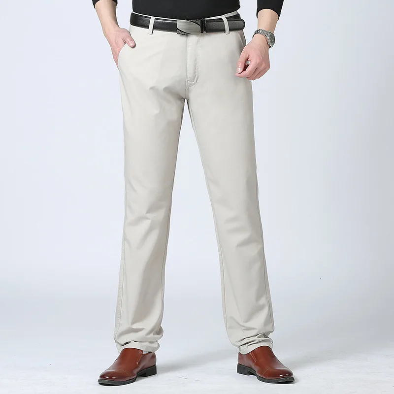 Men Classic Style Lightweight Soft Business Casual Straight Pencils Pants Solid Color Fashion Street Wear Jeans 240415