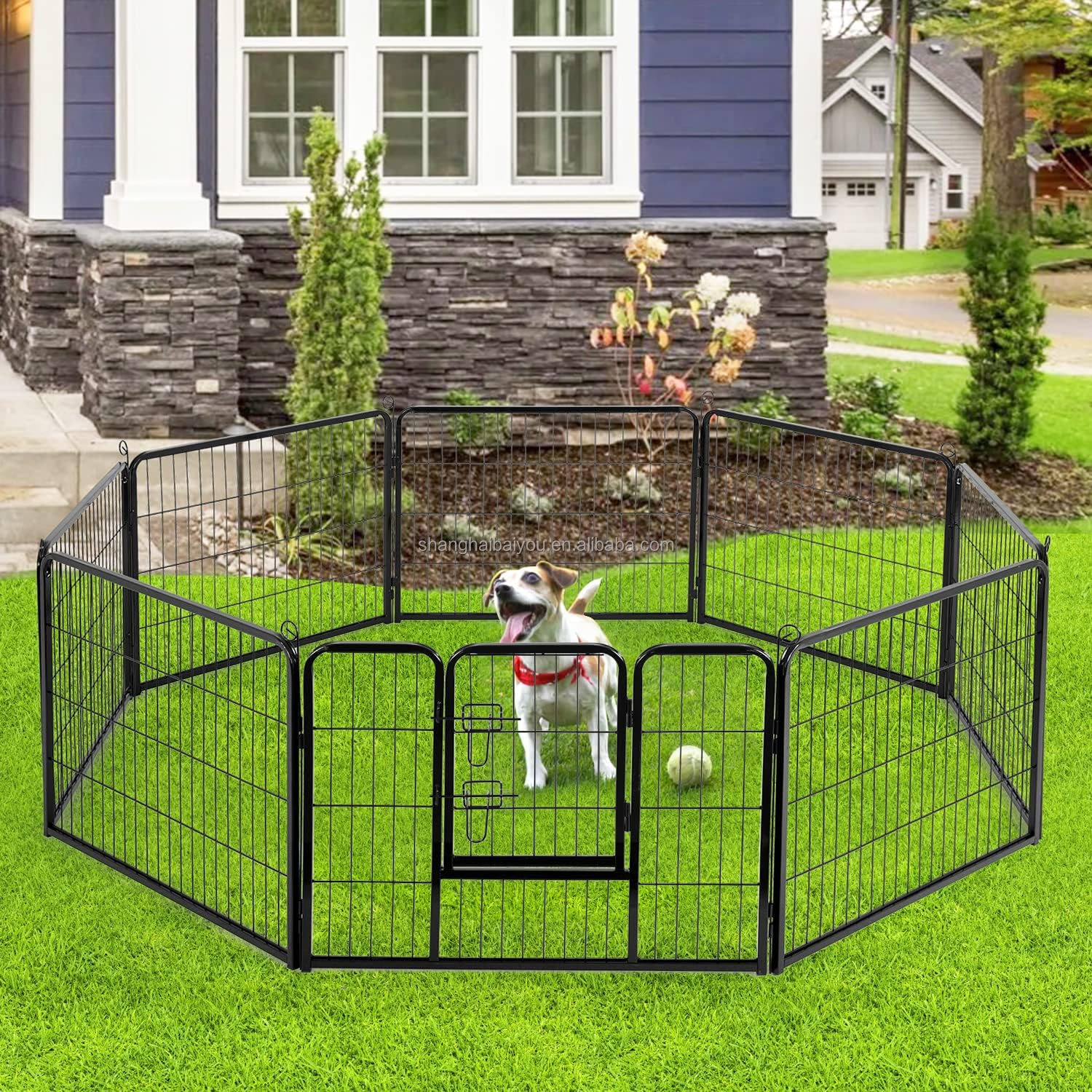 Heavy Duty Solid Metal Wire Large Dog Chain Link Rabbit Mesh Kennel Crate Pet Cage