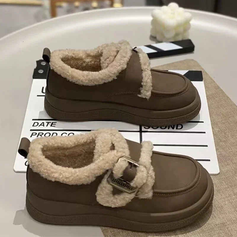 Fur Women Ankle Snow Boots Casual Flats Platform Suede Winter Shoes Fashion 2025 Warm Elegant Chelsea Boots Botas Mujer 241125