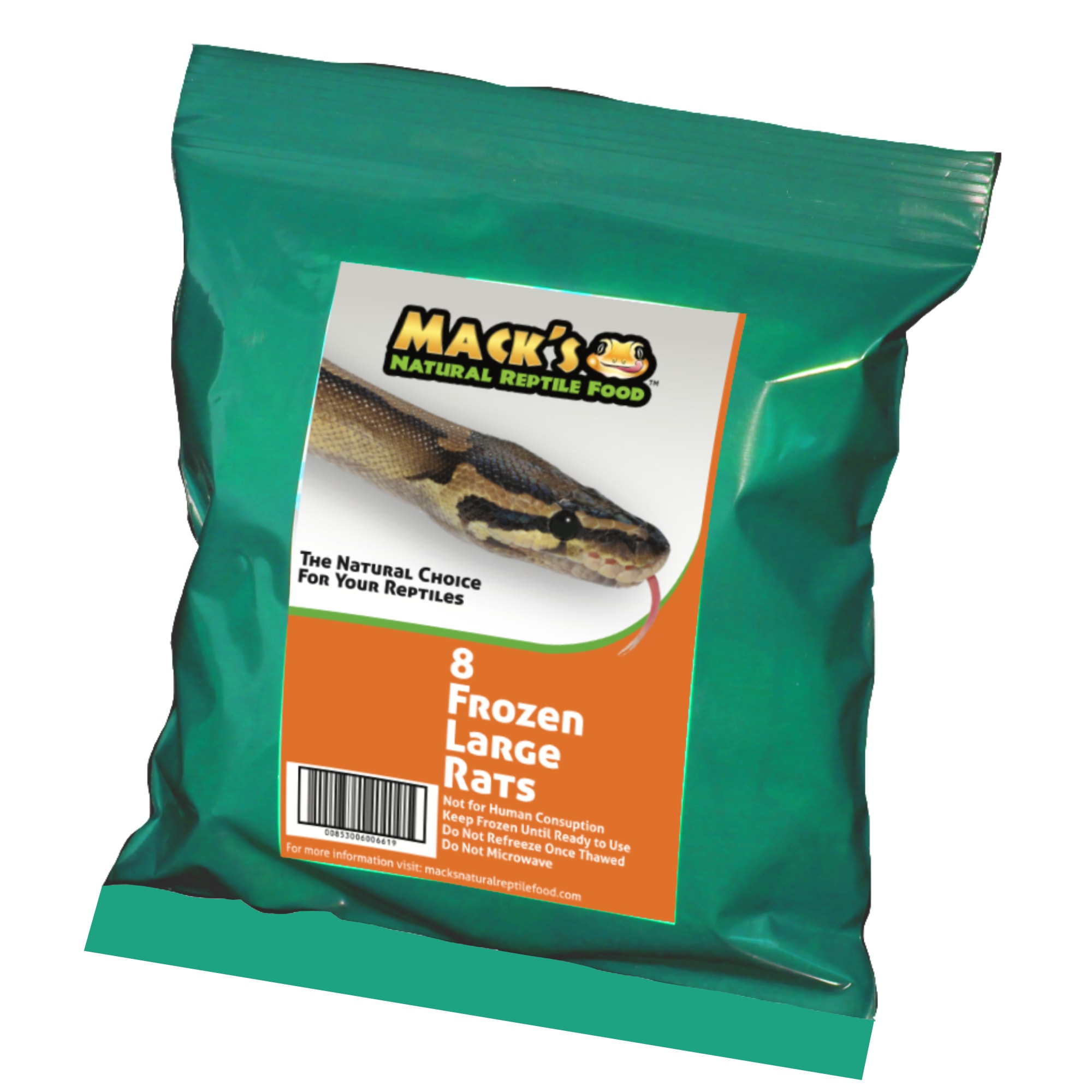 Mack's Natural Reptile Food Frozen Large Rat - 8ct