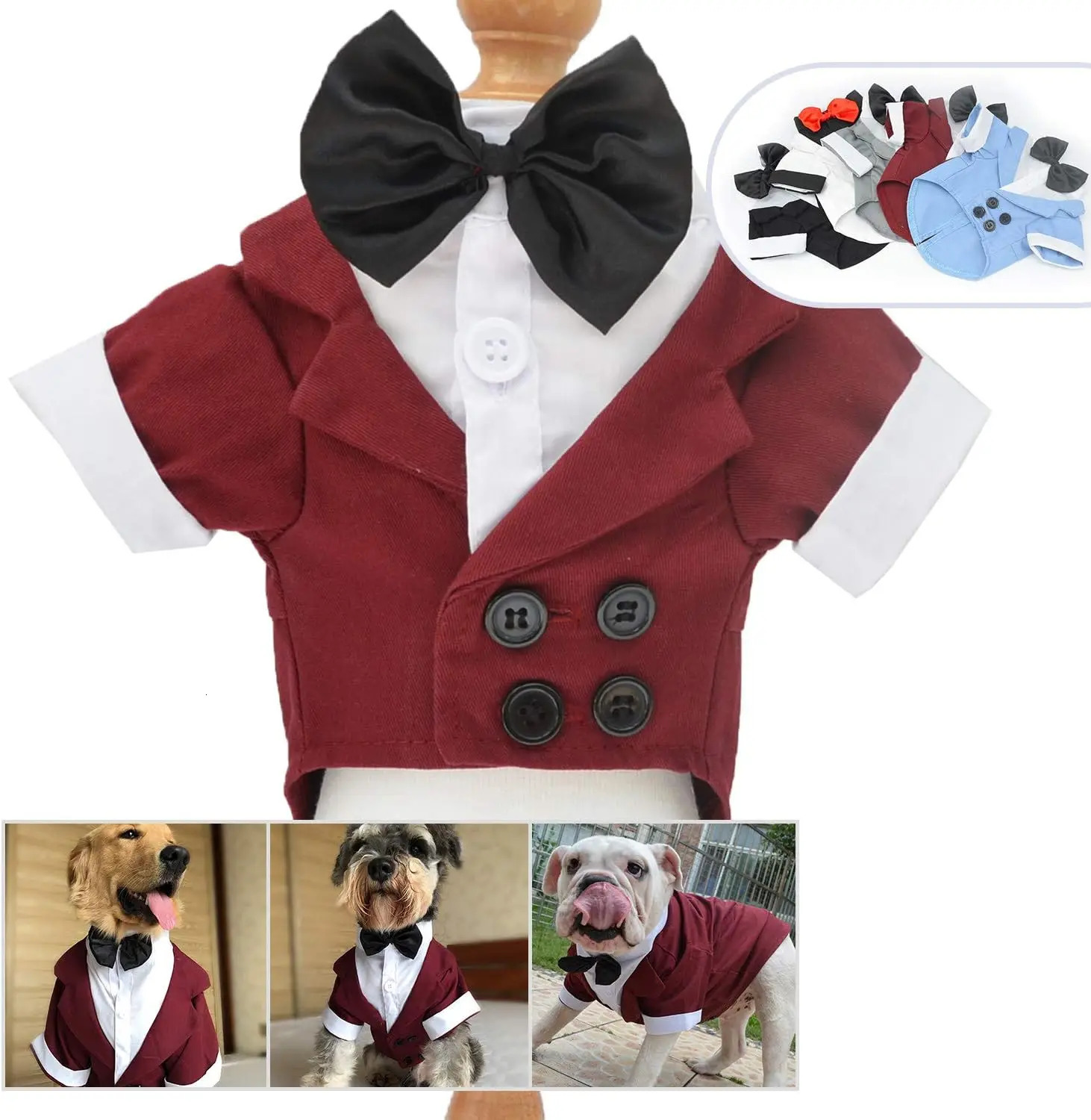 Formal Tuxedo Suit with Black Bow Tie for Dogs Pet Costume Wedding Clothes Large Medium Small Dogs Cat 241125