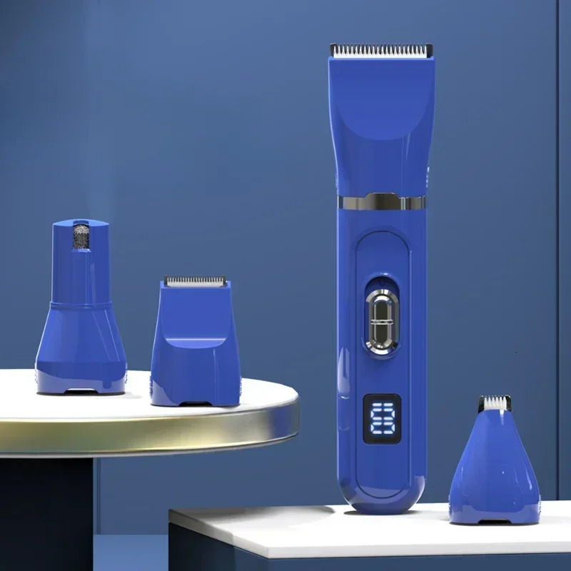 4 in 1 Pet Electric Hair Clipper with 4 Blades Grooming Trimmer Nail Grinder Professional Recharge Haircut for Dogs Cat 241125