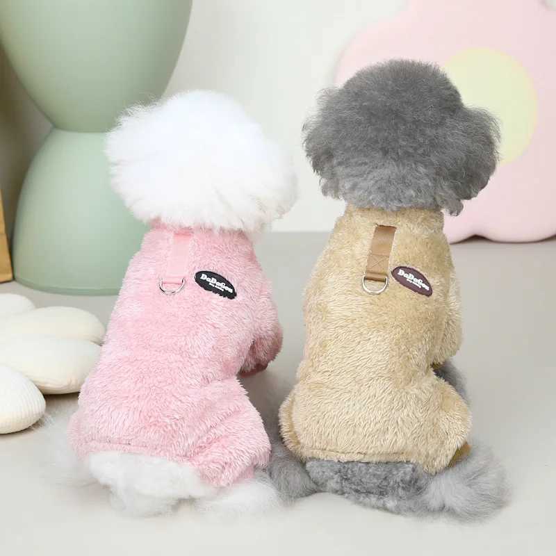 Soft Fleece Dog Clothes with Pull Ring Pet Jumpsuits Clothing For Small Dogs Coat Autumn Winter Puppy Sweater Pet ApparelXJ241125