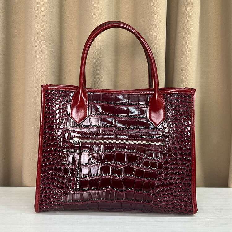 LEM Autumn And Winter Tote For Women, High-End Sensory Communication Bags, Fashionable Single Shoulder Handbags, Large Capacity Crocodile Patterned Wo