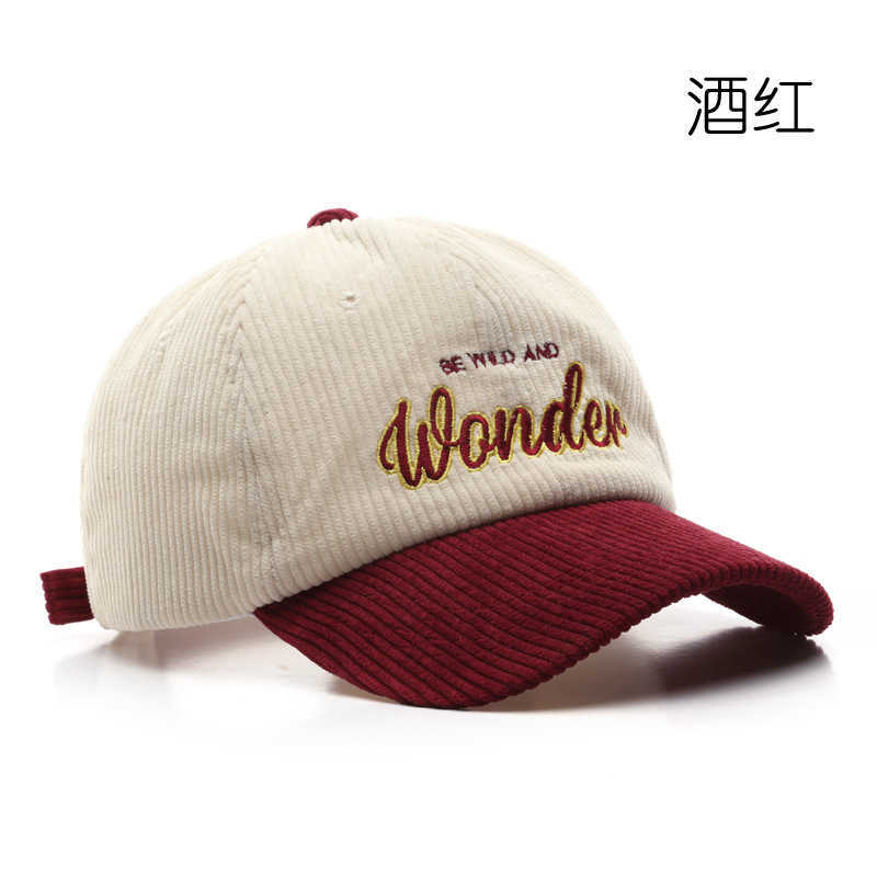 Ball Caps Womens autumn and winter color blocking letter corduroy cap outdoor sports mens warm ear protection baseball H240425