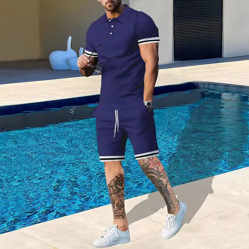 Summer Fashion Short Sleeve T Shirt Shorts Sets Men 2 Piece Outfits Trend Casual Oversized Tshirts Sportswear Tops 240415