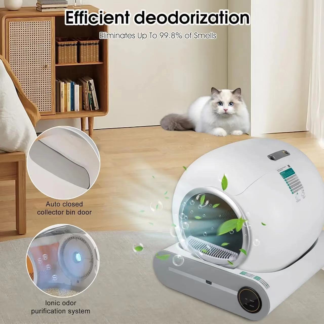 Automatic Electric Cat Toilet Self-Cleaning Tuya APP Controlled Litter Box with Safety Protection for New Cats