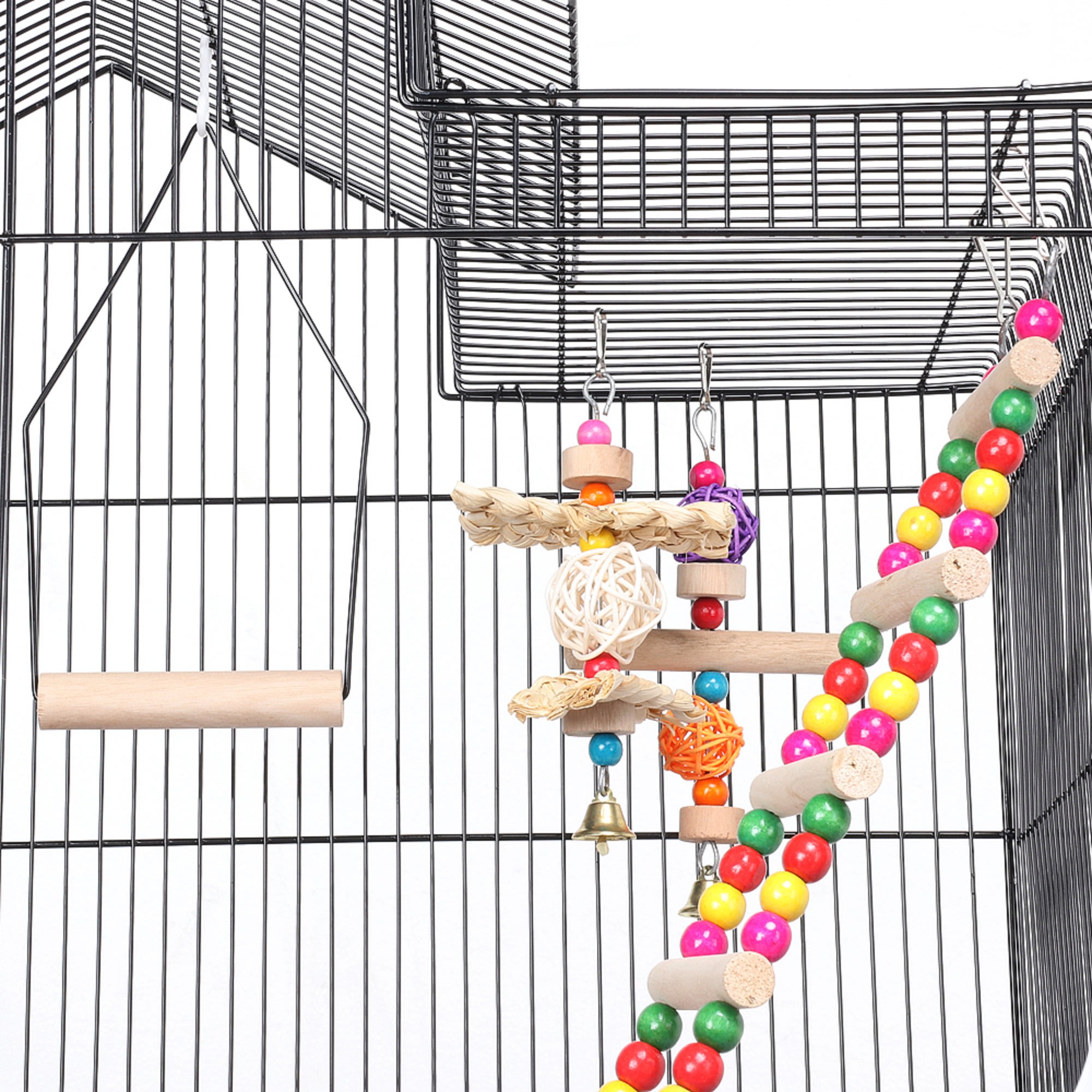 Topeakmart Black Metal Bird Cage with Swing Ladder for Small Birds, 39" H